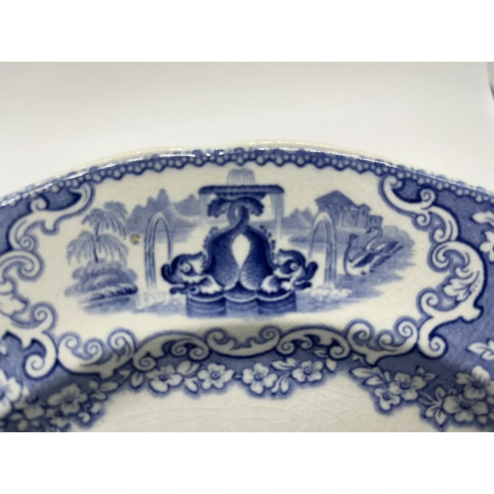 J & MP Bell & Co Glasgow Triumphal Car Blue Transferware 10.25